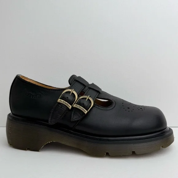 Vintage Dr. Martens England 8065 Black Platform Double Strap Mary Janes UK 6 - Picture 6 of 16